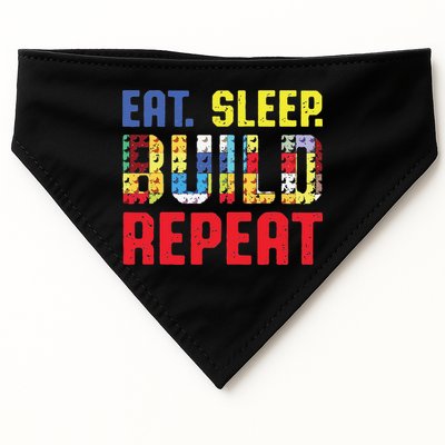 Funny Eat Sleep Build Repeat Building Funny Builders USA-Made Doggie Bandana