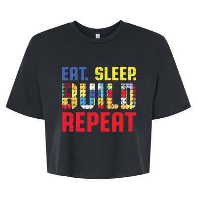 Funny Eat Sleep Build Repeat Building Funny Builders Bella+Canvas Jersey Crop Tee