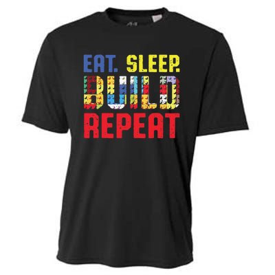 Funny Eat Sleep Build Repeat Building Funny Builders Cooling Performance Crew T-Shirt