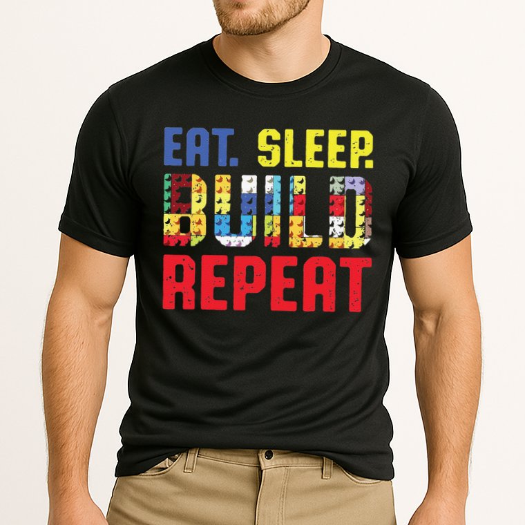 Funny Eat Sleep Build Repeat Building Funny Builders Performance Shirt
