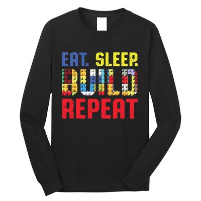 Funny Eat Sleep Build Repeat Building Funny Builders Long Sleeve Shirt