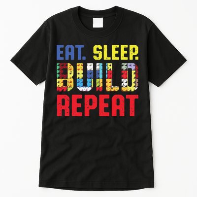 Funny Eat Sleep Build Repeat Building Funny Builders Tall T-Shirt