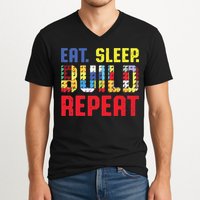 Funny Eat Sleep Build Repeat Building Funny Builders V-Neck T-Shirt