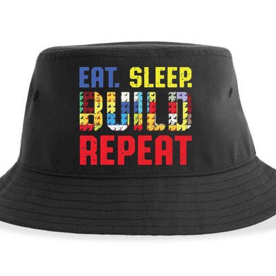 Funny Eat Sleep Build Repeat Building Funny Builders Sustainable Bucket Hat