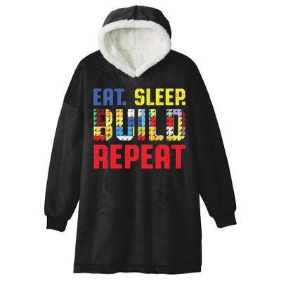 Funny Eat Sleep Build Repeat Building Funny Builders Hooded Wearable Blanket