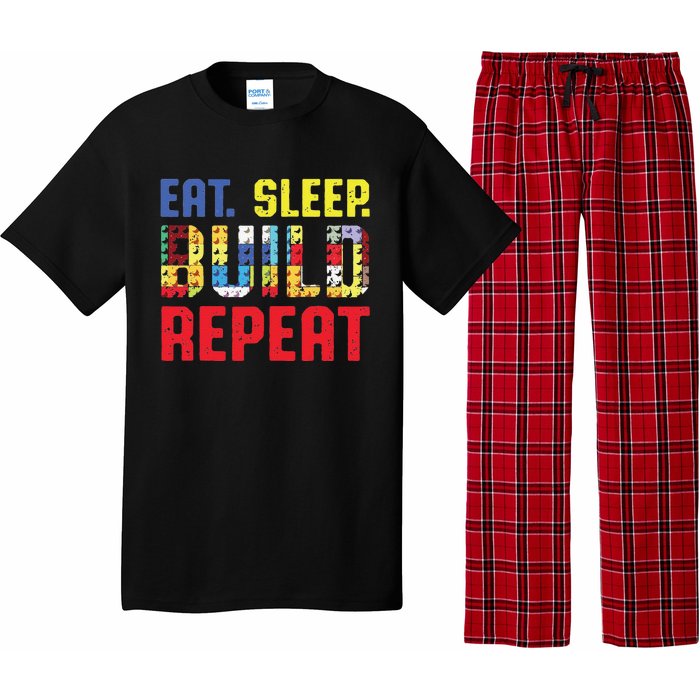 Funny Eat Sleep Build Repeat Building Funny Builders Pajama Set