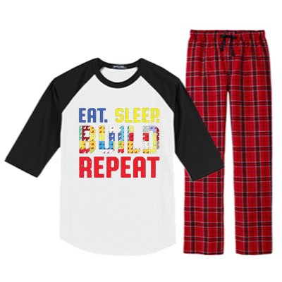 Funny Eat Sleep Build Repeat Building Funny Builders Raglan Sleeve Pajama Set