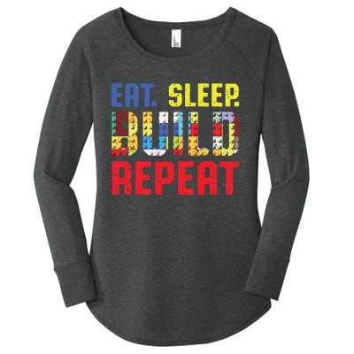 Funny Eat Sleep Build Repeat Building Funny Builders Women's Perfect Tri Tunic Long Sleeve Shirt