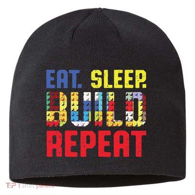 Funny Eat Sleep Build Repeat Building Funny Builders Sustainable Beanie
