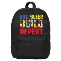 Funny Eat Sleep Build Repeat Building Funny Builders 16 in Basic Backpack
