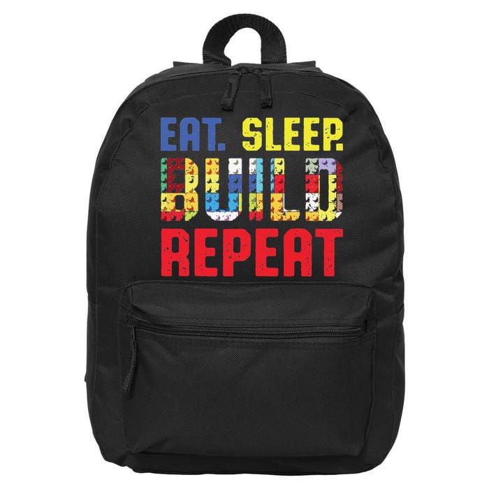 Funny Eat Sleep Build Repeat Building Funny Builders 16 in Basic Backpack