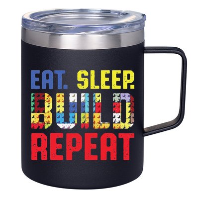 Funny Eat Sleep Build Repeat Building Funny Builders 12oz Stainless Steel Coffee Mug