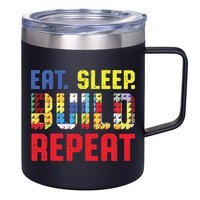 Funny Eat Sleep Build Repeat Building Funny Builders 12oz Stainless Steel Coffee Mug
