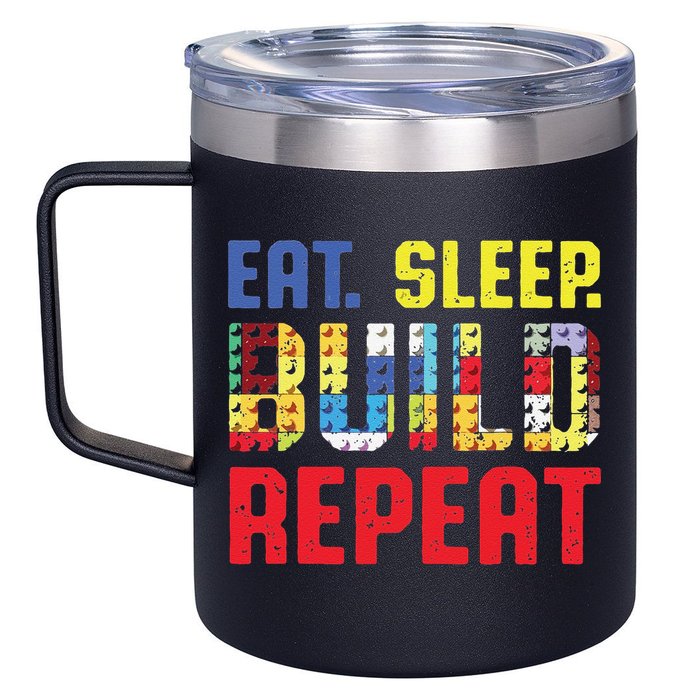 Funny Eat Sleep Build Repeat Building Funny Builders 12oz Stainless Steel Coffee Mug