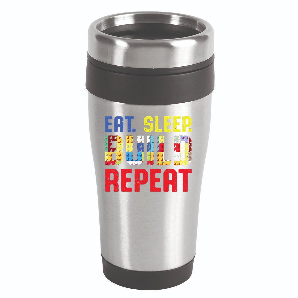 Funny Eat Sleep Build Repeat Building Funny Builders 16oz Travel Tumbler