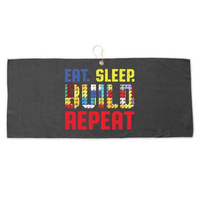 Funny Eat Sleep Build Repeat Building Funny Builders Large Microfiber Waffle Golf Towel