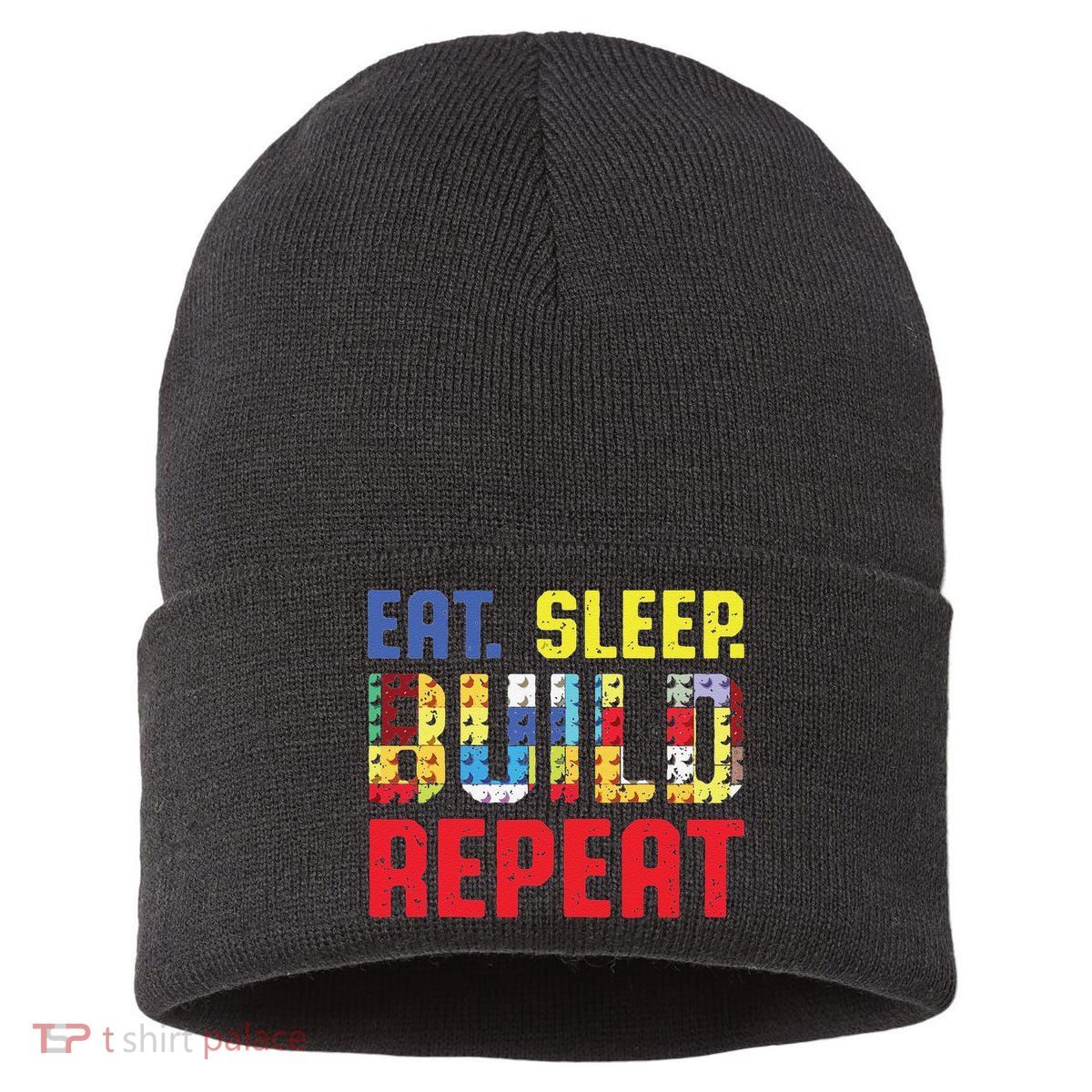 Funny Eat Sleep Build Repeat Building Funny Builders Sustainable Knit Beanie