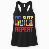 Funny Eat Sleep Build Repeat Building Funny Builders Womens Tank Top