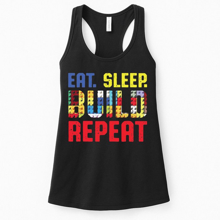 Funny Eat Sleep Build Repeat Building Funny Builders Womens Tank Top