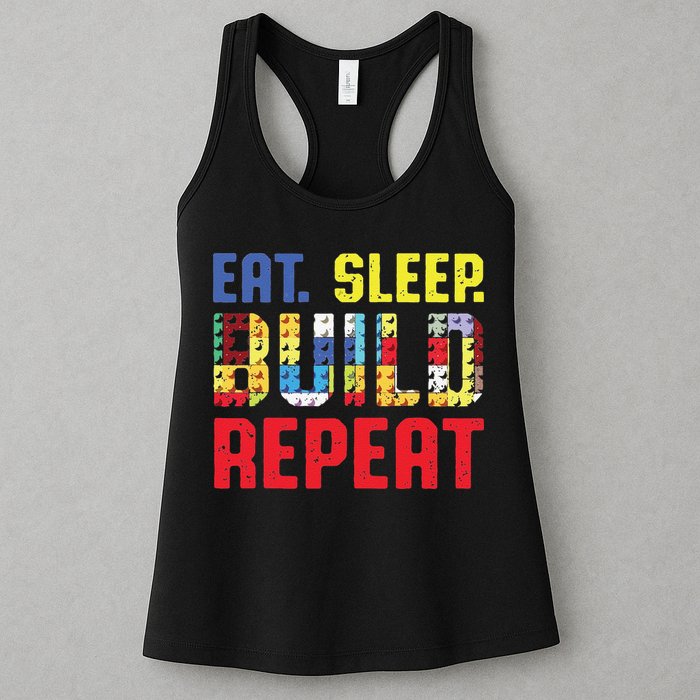 Funny Eat Sleep Build Repeat Building Funny Builders Womens Tank Top