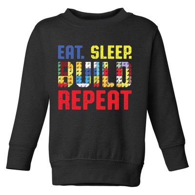 Funny Eat Sleep Build Repeat Building Funny Builders Toddler Sweatshirt