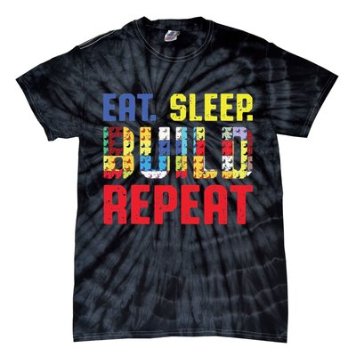 Funny Eat Sleep Build Repeat Building Funny Builders Tie-Dye T-Shirt