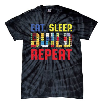 Funny Eat Sleep Build Repeat Building Funny Builders Tie-Dye T-Shirt