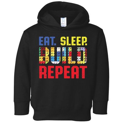 Funny Eat Sleep Build Repeat Building Funny Builders Toddler Hoodie