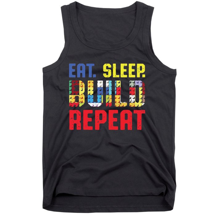 Funny Eat Sleep Build Repeat Building Funny Builders Tank Top