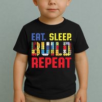 Funny Eat Sleep Build Repeat Building Funny Builders Toddler T-Shirt