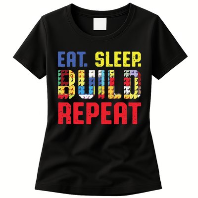 Funny Eat Sleep Build Repeat Building Funny Builders Womens T-Shirt