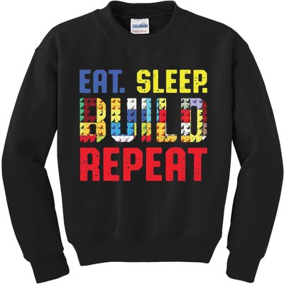 Funny Eat Sleep Build Repeat Building Funny Builders Kids Sweatshirt
