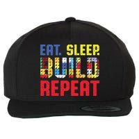 Funny Eat Sleep Build Repeat Building Funny Builders Wool Snapback Cap