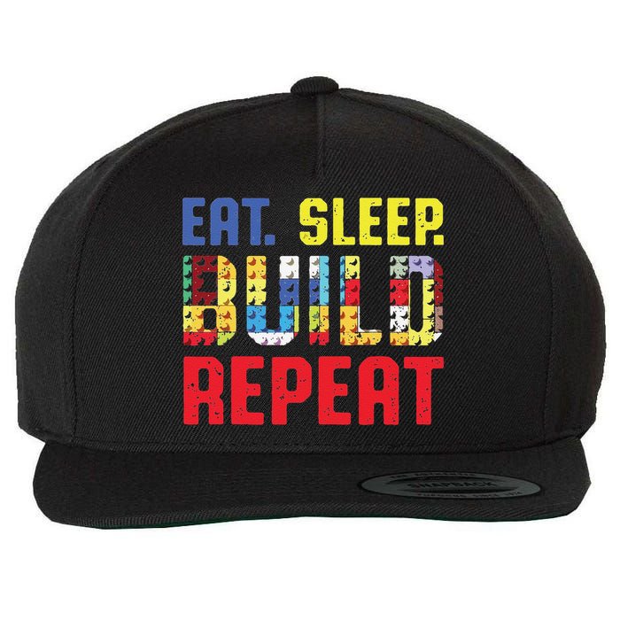 Funny Eat Sleep Build Repeat Building Funny Builders Wool Snapback Cap