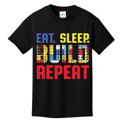 Funny Eat Sleep Build Repeat Building Funny Builders Kids T-Shirt