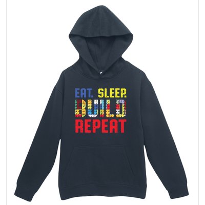 Funny Eat Sleep Build Repeat Building Funny Builders Urban Pullover Hoodie