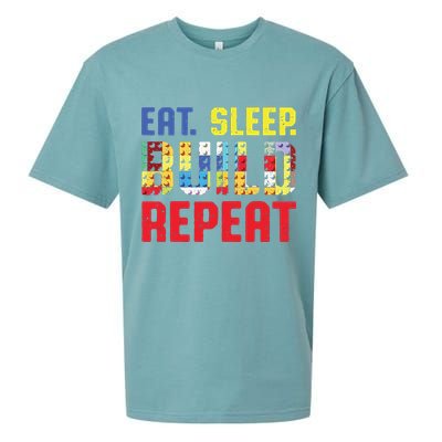 Funny Eat Sleep Build Repeat Building Funny Builders Sueded Cloud Jersey T-Shirt