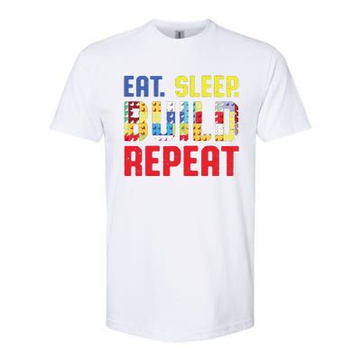 Funny Eat Sleep Build Repeat Building Funny Builders Softstyle® CVC T-Shirt