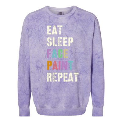 Funny Eat Sleep Face Paint Repeat Halloween Painting Artist Gift Colorblast Crewneck Sweatshirt