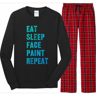 Funny Eat Sleep Face Paint Repeat Halloween Painting Artist Gift Long Sleeve Pajama Set