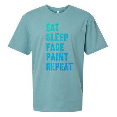 Funny Eat Sleep Face Paint Repeat Halloween Painting Artist Gift Sueded Cloud Jersey T-Shirt