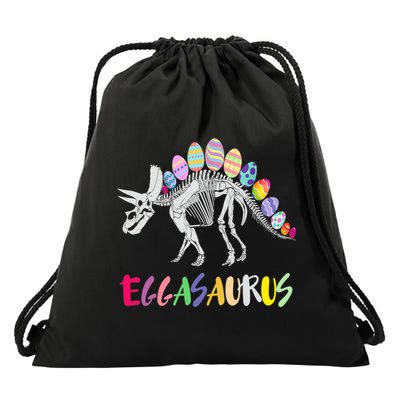 Funny Eggasaurus Stegosaurus Egg Dinosaur Happy Easter Day Drawstring Bag