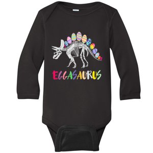 Funny Eggasaurus Stegosaurus Egg Dinosaur Happy Easter Day Baby Long Sleeve Bodysuit