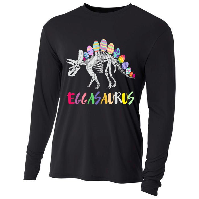 Funny Eggasaurus Stegosaurus Egg Dinosaur Happy Easter Day Cooling Performance Long Sleeve Crew