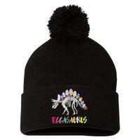Funny Eggasaurus Stegosaurus Egg Dinosaur Happy Easter Day Pom Pom 12in Knit Beanie