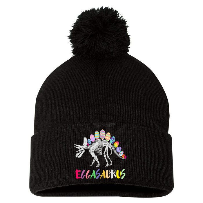 Funny Eggasaurus Stegosaurus Egg Dinosaur Happy Easter Day Pom Pom 12in Knit Beanie