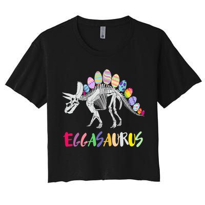 Funny Eggasaurus Stegosaurus Egg Dinosaur Happy Easter Day Crop Top