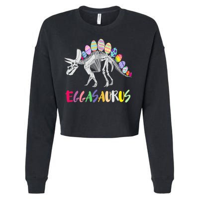Funny Eggasaurus Stegosaurus Egg Dinosaur Happy Easter Day Cropped Pullover Crew