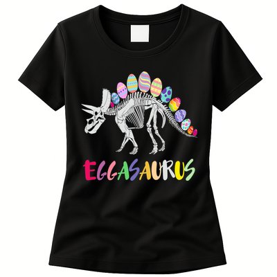 Funny Eggasaurus Stegosaurus Egg Dinosaur Happy Easter Day Womens T-Shirt