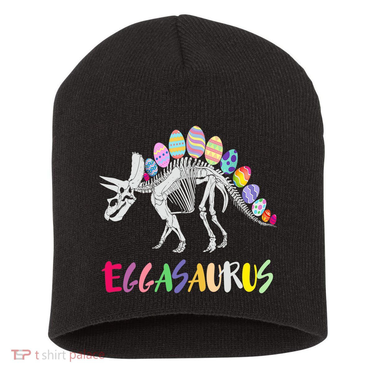 Funny Eggasaurus Stegosaurus Egg Dinosaur Happy Easter Day Short Acrylic Beanie